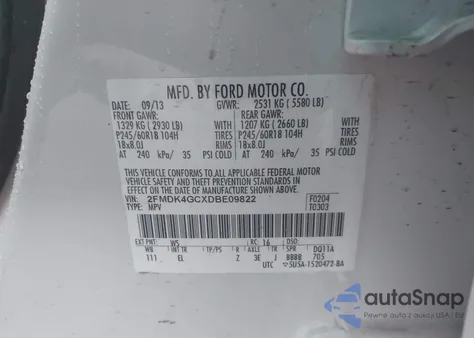 2013 Ford Edge Se из США, поврежденный, VIN 2FMDK4GCXDBE09822